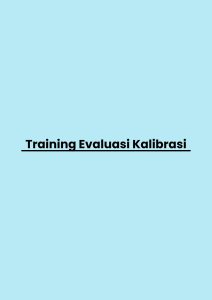 pelatihan Evaluasi Kalibrasi di bandung